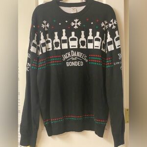 Jack Daniels Bonded Gentleman Jack Festive Knit Black Holiday Sweater Size XL